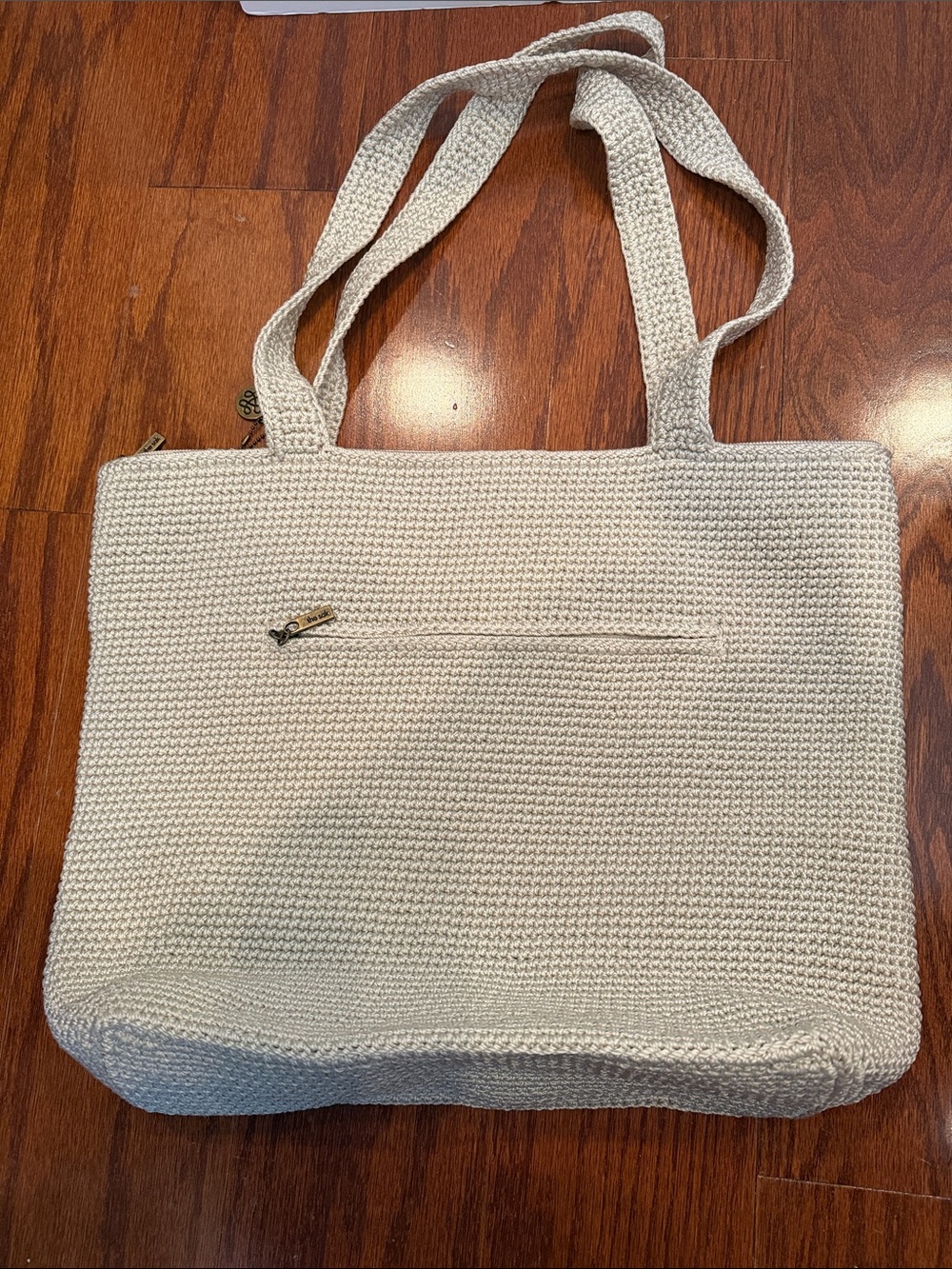 Cream Crochet Tote with Colorful Embroidered Fish  the Sal - Picture 2 of 4